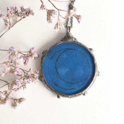 Blue Moon Necklace, Recycled glass, Sustainable jewelry