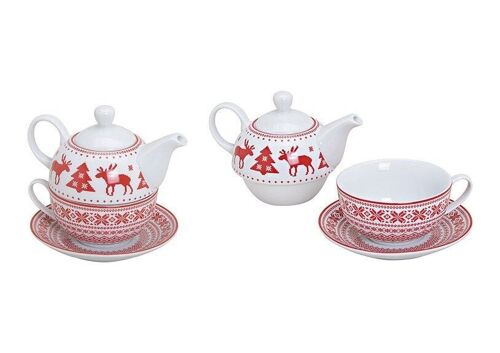 Teekannen-Set Weihnachten Elch aus Porzellan