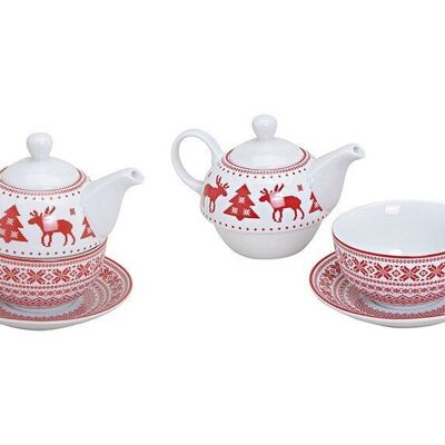 Teapot set Christmas elk made of porcelain