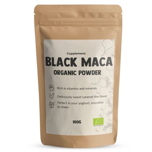Cupplement - Zwarte Maca Poeder 100 Gram - Biologisch - Black Maca - Geen Capsules of Tabletten - Testosteron - Superfood