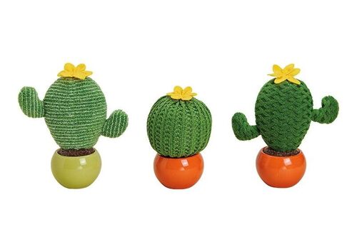 Kaktus in Keramik Topf aus Textil Grün 3-fach