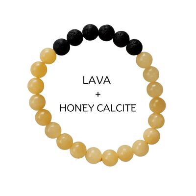 Bracciale olio diffusore di calcite miele, braccialetto diffusore di pietra lavica regalo di aromaterapia, gioielli diffusore di oli essenziali Pietra lavica diffusore di roccia