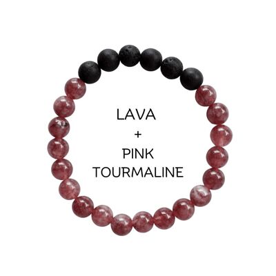 Pink Tourmaline Diffuser Oil Bracelet, Aromatherapy Gift Lava Stone Diffuser Bracelet, Essential Oils Diffuser Jewelry Rock Lava Diffuser
