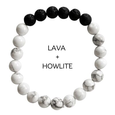 Bracciale olio diffusore Howlite, regalo aromaterapia Bracciale diffusore pietra lavica, gioielli diffusore oli essenziali Pietre diffusore roccia lavica