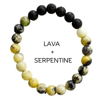 Serpentine Diffuser Oil Bracelet, Aromatherapy Gift Lava Stone Diffuser Bracelet, Essential Oil Diffuser Jewelry Rock Lava Diffuser Stones 1
