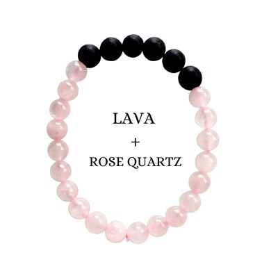 Rose Quartz Diffuser Oil Bracelet, Aromatherapy Gift Lava Stone Diffuser Bracelet, Essential Oils Diffuser Jewelry Volcanic Rock Lava