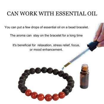 Rose Quartz Diffuser Oil Bracelet, Aromatherapy Gift Lava Stone Diffuser Bracelet, Essential Oils Diffuser Jewelry Volcanic Rock Lava 4