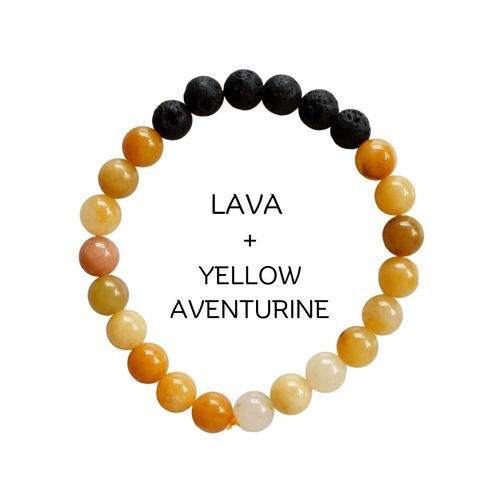 Yellow Aventurine Diffuser Oil Bracelet, Aromatherapy Gift Lava Stone Diffuser Bracelet, Essential Oil Diffuser Jewelry Rock Lava Diffuser