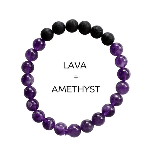 Amethyst Diffuser Oil Bracelet, Aromatherapy Gift Lava Stone Diffuser Bracelet, Essential Oils Diffuser Jewelry Volcanic Rock Lava
