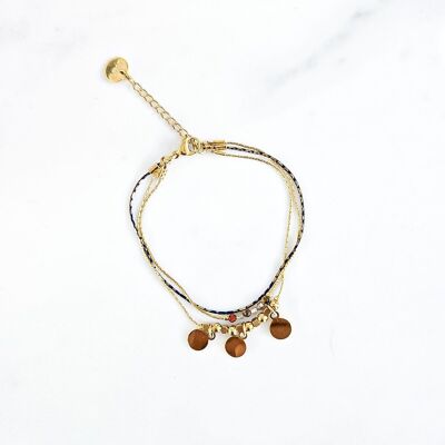 Pulsera Redonda Triple Piedra