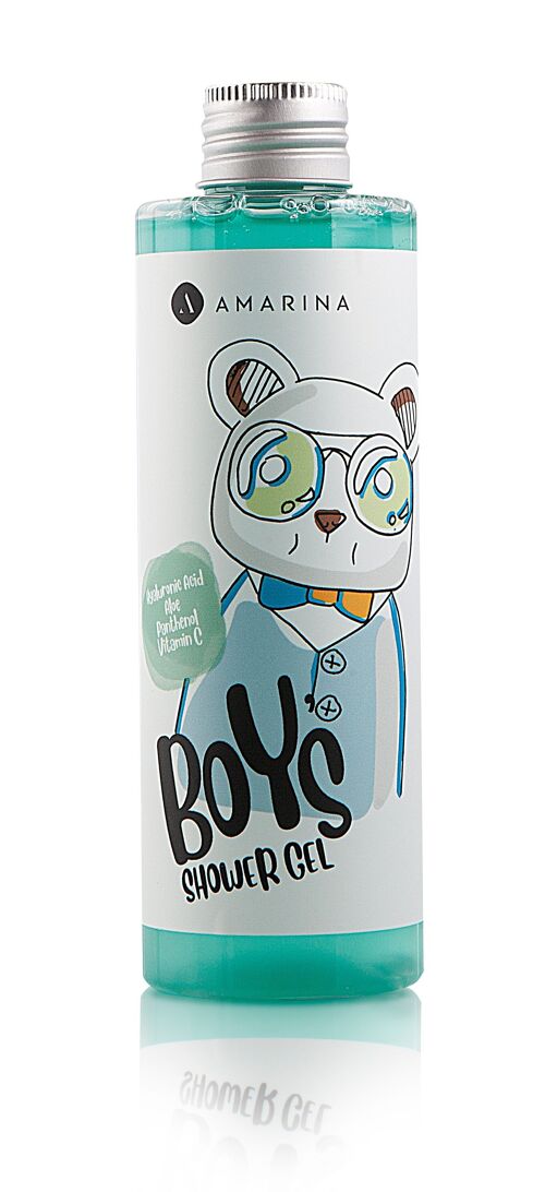 Amarina Boys Shower Gel 200ml - Skin Health Boost with Vitamin C, Hyaluronic Acid, Panthenol, and Aloe Vera