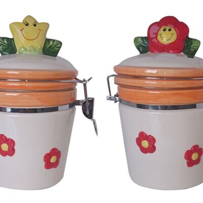 Set of 2 ceramic containers "POT" with an airtight clasp. Dimension: 16x23cm DD-202