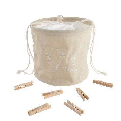 BOLSA CON 20 PINZAS Y COLGADOR NATURAL HH306401