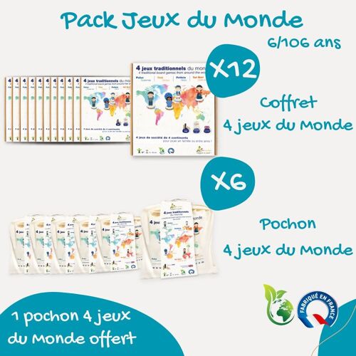 Pack Jeux de plateau du Monde - Made in France - 6 à 106 ans - Jeux voyage et vacances