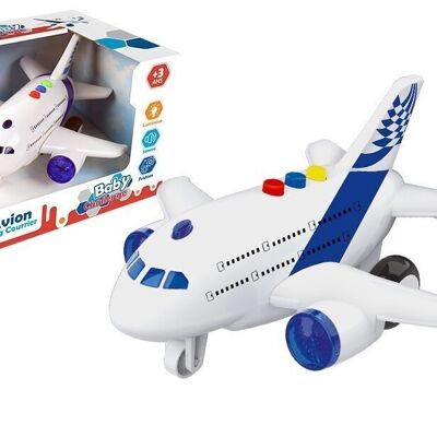 BABY CHALLENGE - Avion Long Courrier - Véhicule De Transport - 021170 - 1/400 - Prêt à Rouler - Piles incluses - Véhicule Friction - Blanc - Sonore Et Lumineux - Plastique - À Partir de 3 ans