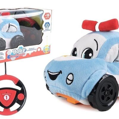 BABY CHALLENGE - Voiture Peluche - Mon Premier Véhicule - 051041 - Voiture Télécommandée - Bleu - Lavable En Machine - 1/24 - Piles Non Incluses - Tissu et Plastique - À Partir de 18 mois