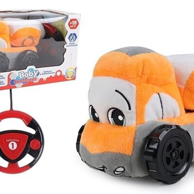 BABY CHALLENGE - Camion Peluche - Mon Premier Véhicule - 051042 - Voiture Télécommandée - Orange - Lavable En Machine - 1/24 - Piles Non Incluses - Tissu et Plastique - À Partir de 18 mois