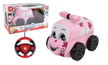 BABY CHALLENGE - Van Peluche - Mon Premier Véhicule - 051044 - Voiture Télécommandée - Rose - Lavable En Machine - 1/24 - Piles Non Incluses - Tissu et Plastique - À Partir de 18 mois 1