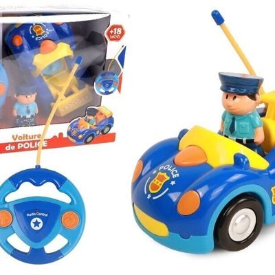 BABY CHALLENGE - Voiture de Police - Mon Premier Véhicule - 058421 - Voiture Télécommandée - Bleu - Sonore Et Lumineux - 1/24 - Piles Non Incluses - Plastique - À Partir de 18 mois