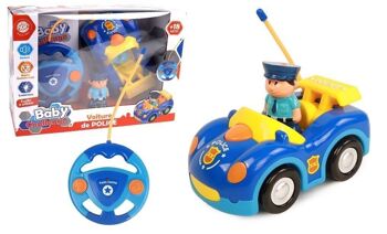 BABY CHALLENGE - Voiture de Police - Mon Premier Véhicule - 058421 - Voiture Télécommandée - Bleu - Sonore Et Lumineux - 1/24 - Piles Non Incluses - Plastique - À Partir de 18 mois 1