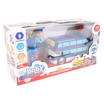 BABY CHALLENGE - Baby Bus - Mon Premier Véhicule - 058422 - Voiture Télécommandée - Bleu - Sonore Et Lumineux - 1/50 - Piles Non Incluses - Plastique - À Partir de 3 ans 2