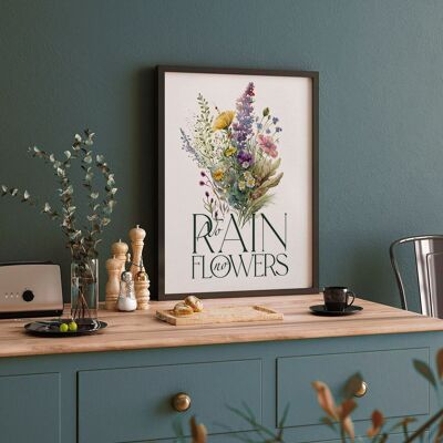 Kein Regen, keine Blumen | Grafisches Poster