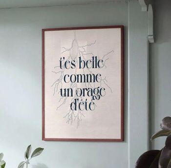 T'es belle comme un orage d'été | Affiche minimaliste et romantique 3