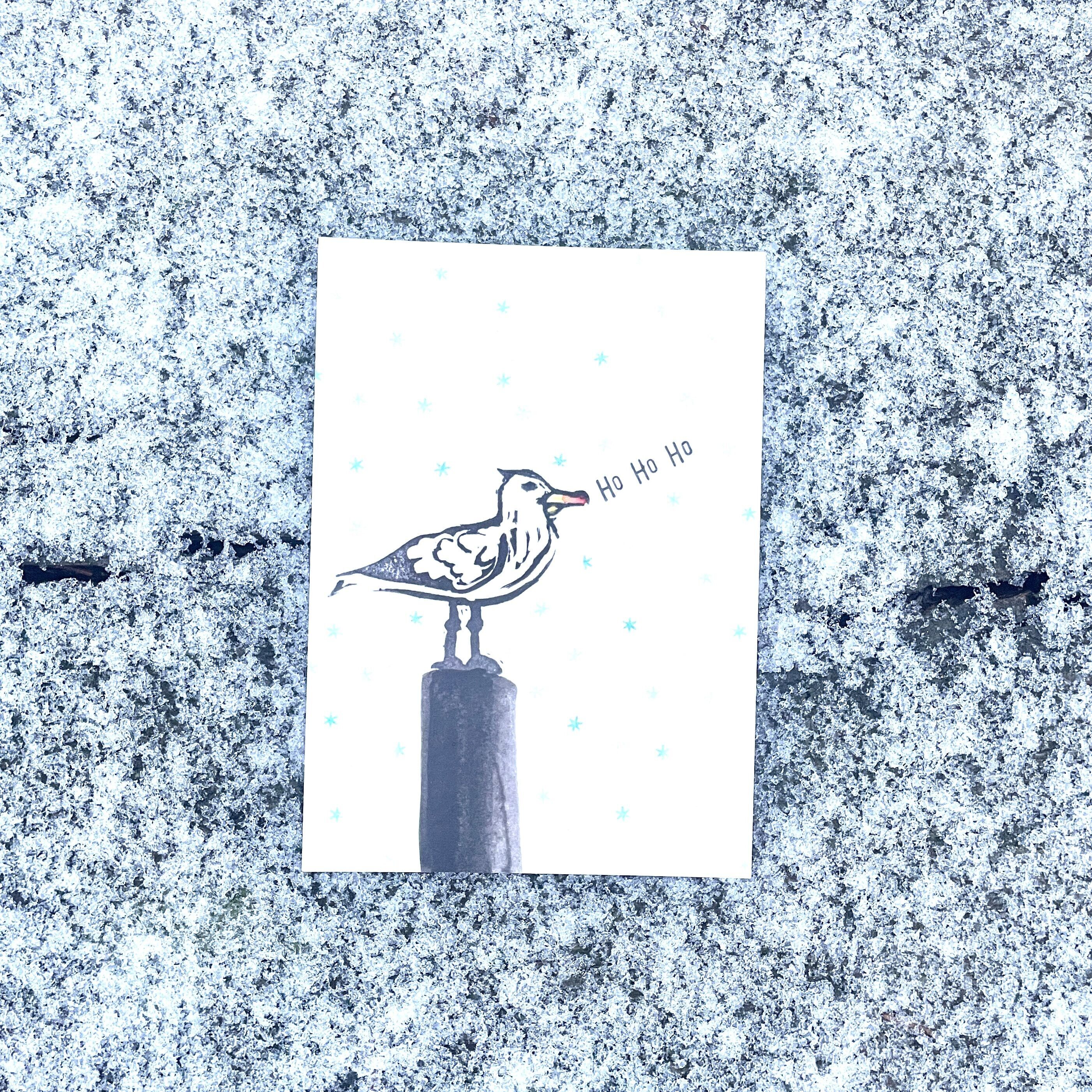 Divertente biglietto di Natale "Ho HO Ho Gabbiano"