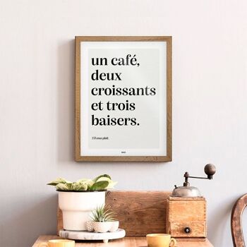 Un café, deux croissants et trois baisers | Affiche graphique 2