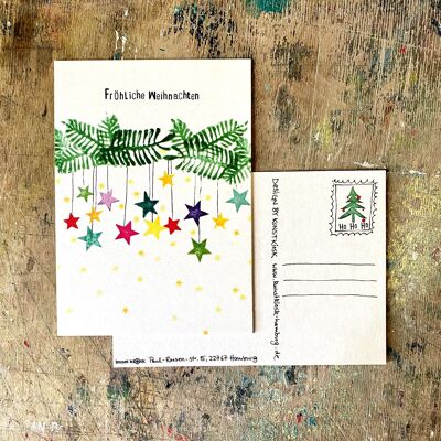Christmas card - Star garland "Merry Christmas"