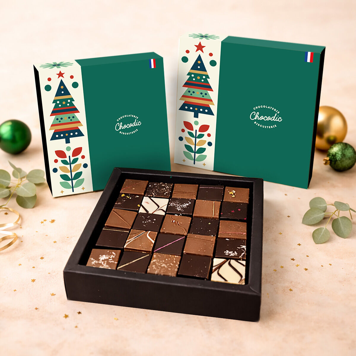 PRALINE AND GANACHE BOX | Christmas molding | Chocodic artisanal Christmas chocolate