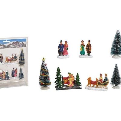 Set de figuras en miniatura, árbol 5-10 cm H de plástico, set multicolor de 8, (An / Al / Pr) 21x27x6cm