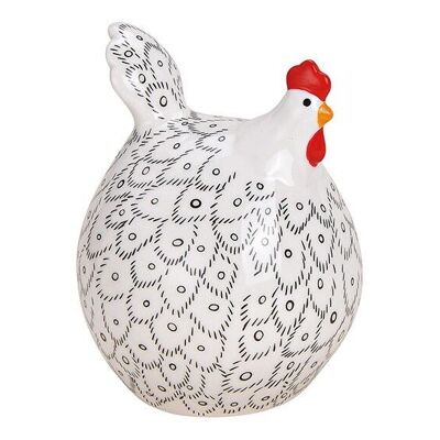 Pollo de cerámica blanco (An / Al / Pr) 10x14x10cm