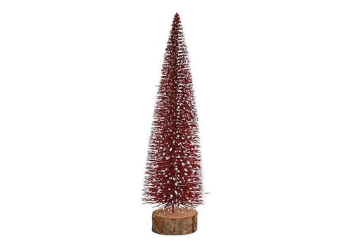 Tannenbaum auf Baumstamm mit Glitter aus Kunststoff Rot (B/H/T) 7x25x7cm