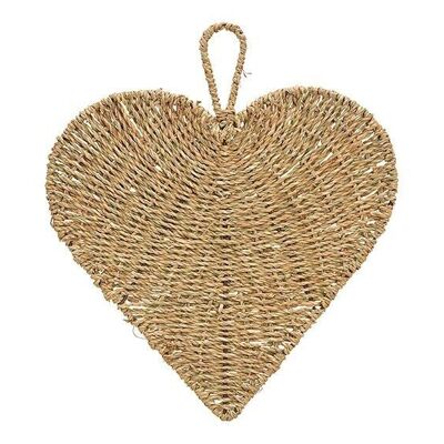 Hanger / tray heart made of seagrass metal nature (W / H / D) 35x40x1cm