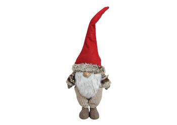 Gnome avec chapeau rouge en peluche / feutre (L / H / P) 23x60x13 cm