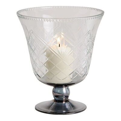 Windlicht, Vase, Kelch mit Rautenmuster aus Glas Transparent (B/H/T) 18x21x18cm