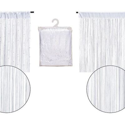 Rideau à cordes sans perles en textile blanc (L/H) 90x200cm