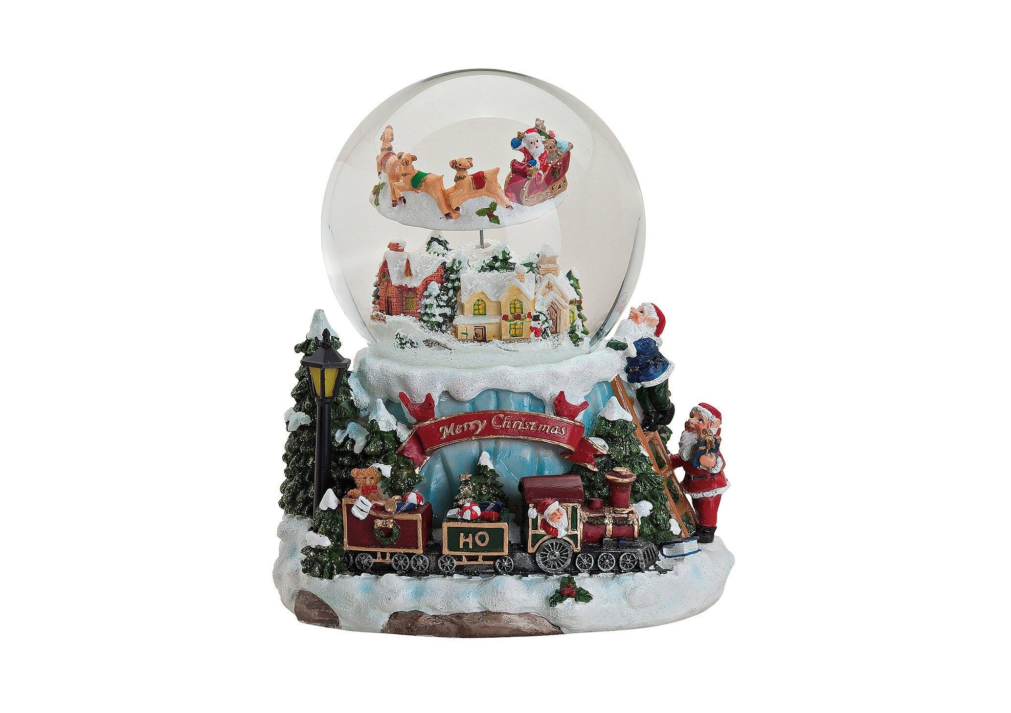 Spieluhr/Schneekugel aus Poly/Glas (B/H/T) 17x19x17 cm