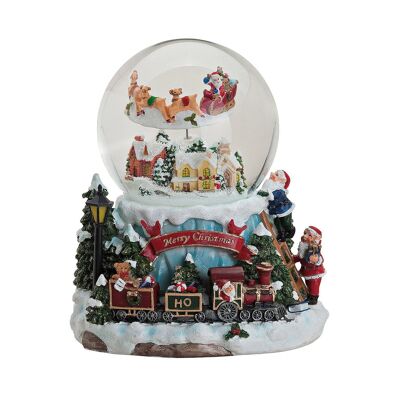 Music box / snow globe made of poly / glass (W / H / D) 17x19x17 cm