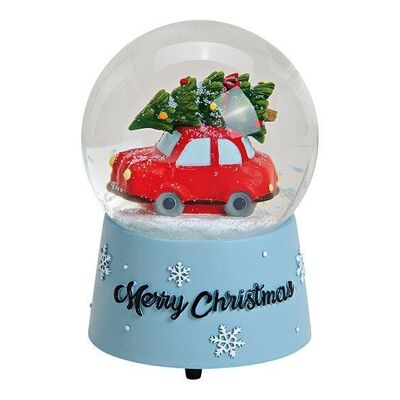 Caja de música / globo de nieve Coche de Navidad Feliz Navidad de poli