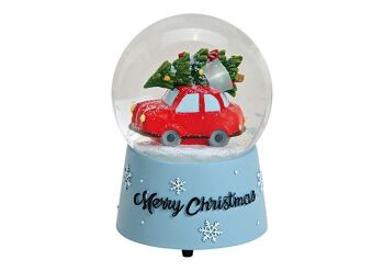 Boîte à musique / boule à neige Voiture de Noël Joyeux Noël en poly