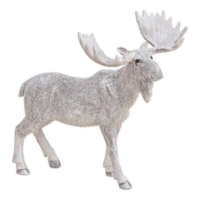 Moose with glitter made of poly white (W / H / D) 24x23x14cm