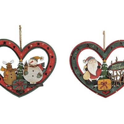 Christmas heart pendant made of wood