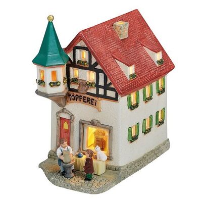 Poterie maison lanterne en porcelaine, L17 x P10 x H18 cm