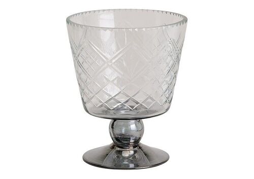 Windlicht, Vase, Kelch mit Rautenmuster aus Glas (B/H/T) 12x15x12cm