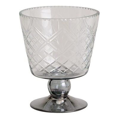Windlicht, Vase, Kelch mit Rautenmuster aus Glas (B/H/T) 12x15x12cm