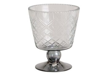 Lanterne, vase, calice avec motif losange en verre (L/H/P) 12x15x12cm