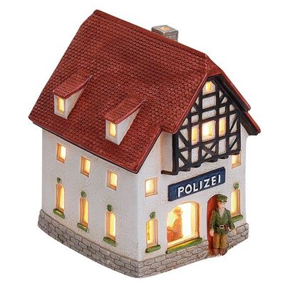 Farol de policía de porcelana, 14 x 11 x 16 cm.