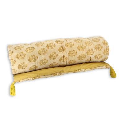 SOFA COVER 100% COTTON VELVET VINTAGE YELLOW AND BEIGE PRINT 70X180CM DORI